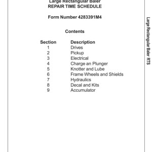 Massey Ferguson 2140 to 2190CE Repair Time Schedule 4283391M4