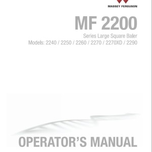 Massey Ferguson 2140 to 2290 Operators Manual 700741468F
