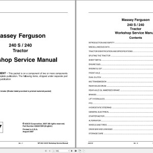 Massey Ferguson 240S 240 Workshop Service Manual