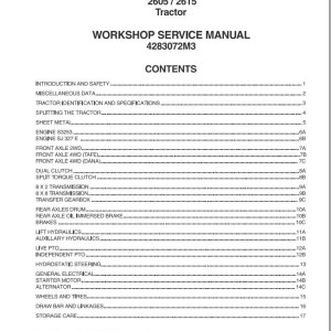 Massey Ferguson 2605 2615 Workshop Service Manual 4283072M3