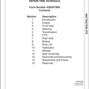 Massey Ferguson 2605 Repair Time Schedule 4283073M3