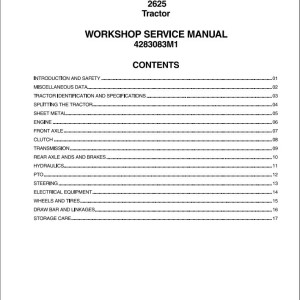 Massey Ferguson 2625 Workshop Service Manual 4283083M1