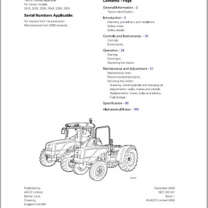 Massey Ferguson 3315 to 3355 Operators Manual 1857245M1