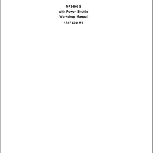 Massey Ferguson 3400S Workshop Manual 1857670M1