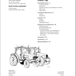 Massey Ferguson 4225 to 4270 Operators Manual 1857230M2