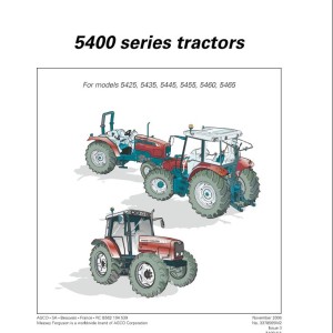 Massey Ferguson 5425 to 5465 Operators Manual 3378505M2
