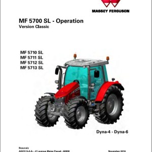 Massey Ferguson 5710SL to 5713SL Dyna 4 6 Operation Manual