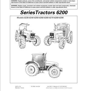 Massey Ferguson 6235 to 6290 Operators Manual 3378306M3