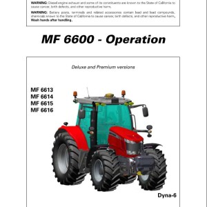 Massey Ferguson 6613 6614 6615 6616 Dyna6 Operation Manual 7060504M1