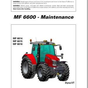 Massey Ferguson 6614 6615 6616 Dyna-VT Maintenance Manual 7060550M1