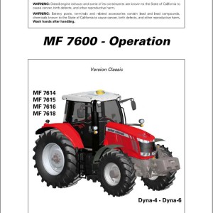 Massey Ferguson 7614 7615 7616 7618 Dyna 4 6 Operation Manual