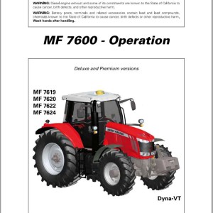Massey Ferguson 7619 7620 7622 7624 Dyna-VT Operation Manual