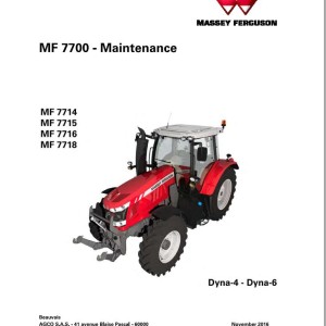 Massey Ferguson 7714 7715 7716 7718 Dyna 4 6 Operation Manual ACT001921A