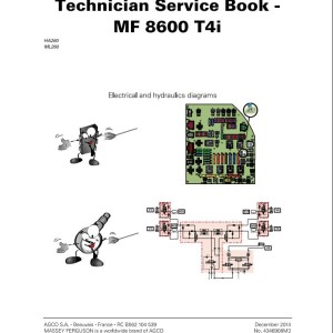 Massey Ferguson 8600 T4i Technician Service Book 4346908M3