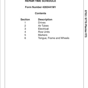 Massey Ferguson 8792 8776 Repair Time Schedule 4283441M1