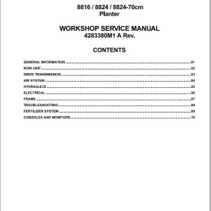 Massey Ferguson 8816 8824 8824-70cm Workshop Service Manual 4283380M1