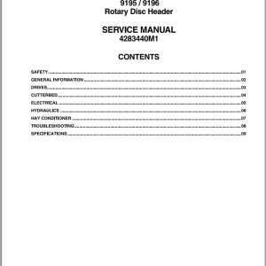 Massey Ferguson 9195 9196 Service Manual 4283440M1