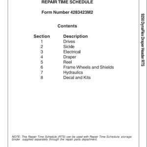 Massey Ferguson 9250 Repair Time Schedule 4283423M2