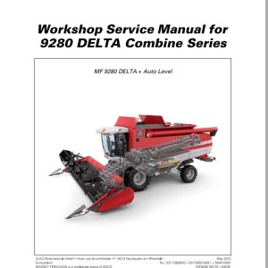 Massey Ferguson 9280 DELTA Series Workshop Service Manual D3112800M2