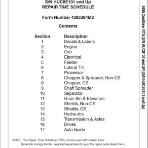 Massey Ferguson 9895 Repair Time Schedule 4283384M2