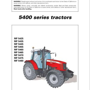 Massey Ferguson MF5425 to MF5480 Operators Manual 4346734M2