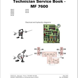 Massey Ferguson MF7600 Series Technician Service Book 4347228M4