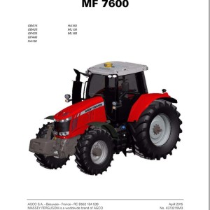 Massey Ferguson MF7600 Series Workshop Service Manual 4373215M3