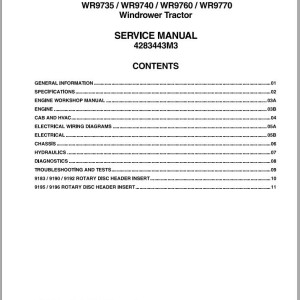 Massey Ferguson WR9735 WR9740 WR9760 WR9770 Service Manual 4283443M3