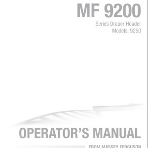 Massey Ferguson 9250 Operators Manual 700738430G