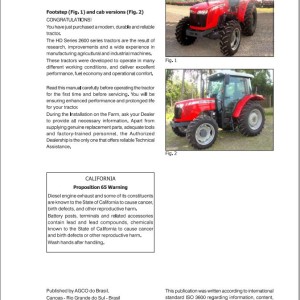 Massey Ferguson HD Series 2600 Operators Manual 6263283M3