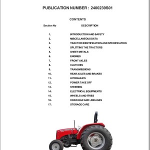 Massey Ferguson MF2640 Workshop Service Manual 2400239S01