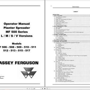 Massey Ferguson MF500 Series Version L M S V Operators Manual 7044901M1