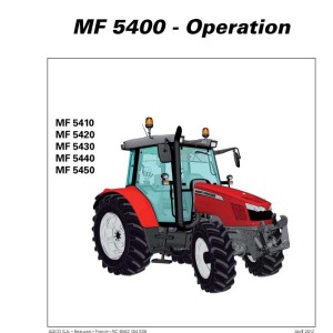 Massey Ferguson MF5410 to MF5450 Operators Manual 4373019M2