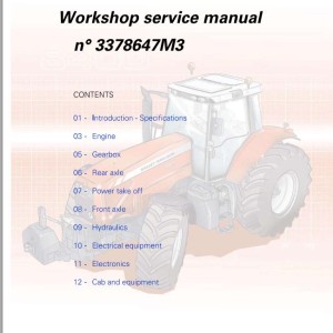 Massey Ferguson MF8400 Series Workshop Service Manual 3378647M3