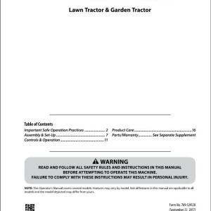 Massey Ferguson SA42-20SD Operators Manual 769-12412A