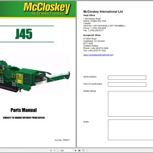 McClosKey J45 Parts Manual 2017 PDF