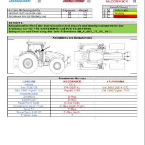 McCormick Configuration Valves And Instrument Panel Menu Technical Manual DE