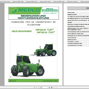 Merlo Multifarmer TOP MF 30.6 - 30.9 TOP Service Manual, Mechanic Manual, Hydraulic & Electrical Diagram