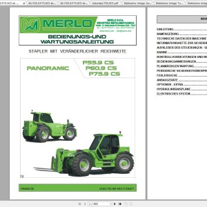 Merlo P55.9 P75.9 CS Service Manual, Mechanic Manual, Hydraulic & Electrical Diagram