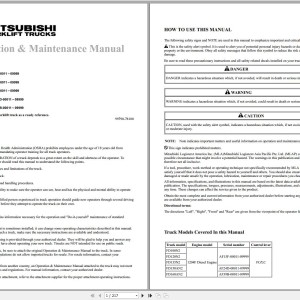 Mitsubishi FD100N2 FD120N2 FD135N2 FD160AN2 Schematic Operation & Maintenance Service Manual