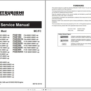 Mitsubishi FD10N Service Manual 99719-18110