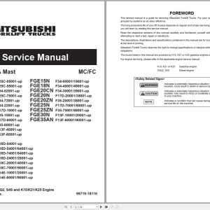 Mitsubishi FD15N FD18N FD20CN Schematic Service Manual