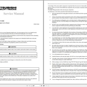 Mitsubishi FD70N1 Schematic Operation & Maintenance Service Manual