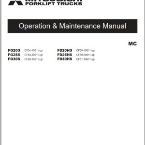 Mitsubishi FG20S FG25S FG30S Schematic Operation & Maintenance Service Manual