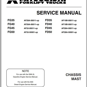 Mitsubishi FG35 FG40 Schematic Operation & Maintenance Service Manual