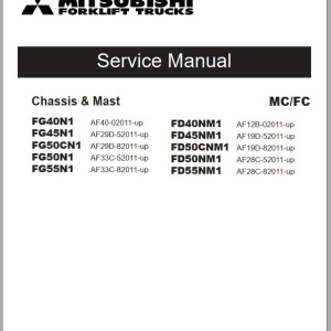 Mitsubishi FG40N1 FG45N1 FG50CN1 FG55N1 Schematic Operation & Maintenance Service Manual