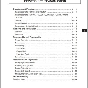 Mitsubishi FGC25K FGC30K Schematic Service Manual