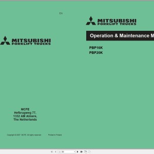 Mitsubishi PBP16K PBP20K Schematic Operation & Maintenance Service Manual