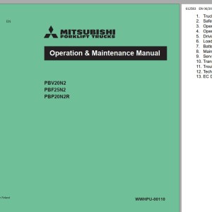 Mitsubishi PBP20N2R Schematic Operation & Maintenance Service Manual 