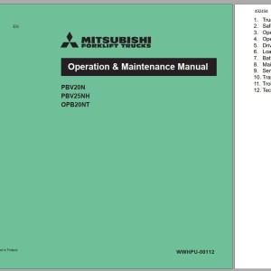 Mitsubishi PBV20N Schematic Operation & Maintenance Service Manual